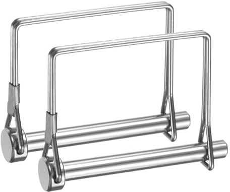 M METERXITY 2-Pack Trailer Coupler Pin, 8mm x 70mm(DxL) Stainless Steel D Shape Trailer Coupler Pin, Wire Lock Pin for Farm Trailers/Lawn Mowers/Garden, Coupler PTO Shaft