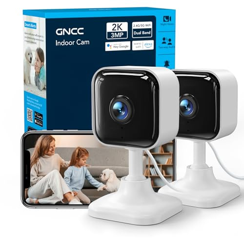 GNCC 2K Camara Vigilancia WiFi Interior 2.4G/5G con Visión Nocturna(2-Pack)