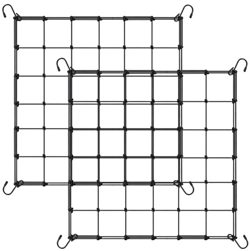 Neptuiby Red de enrejado extensible para plantas trepadoras, paquete de 2 unidades de 1,5 x 1,5 m, malla de látex resistente con ganchos para tienda de crecimiento, jardinería, frutas y verduras.