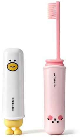 QFGasre 2 st hopfällbar tandborste, mini bärbar mjuk borst rese tandborstar med fodral individuellt små vikbara tandborstar för vuxna hem skola camping
