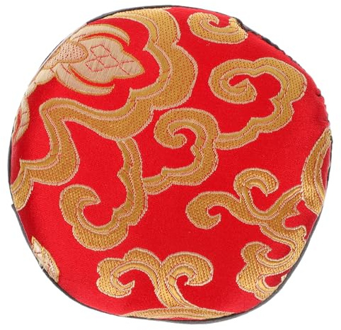 Coussin pour Bol Chantant Bouddhiste Rouge en Tissu | Base Carrée Cousue à Main, Antidérapant, Limite les Chocs, pour Usage Rituel