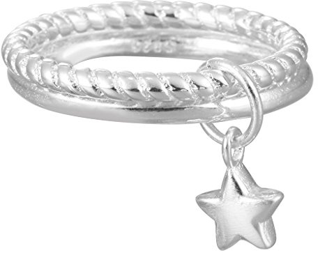 Bagues Bijoux Argent sterling 925 étoiles Pendentif Double doigt Bague pour femme fille