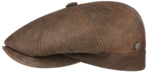 Lierys City Casquette Plate Cuir Nappa Fabrique en Italie Unisexe Automne Hiver