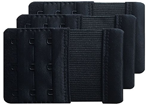 Chanie Damen Packung mit 3 Komfortabel Erweiterung 3 Haken BH-Verlängerer | Weich, 9,4cm x 5,6cm