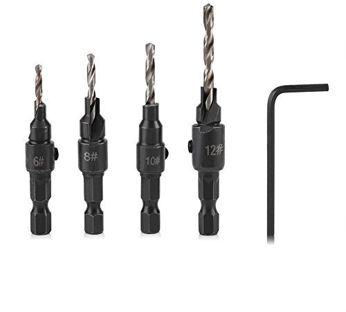 Fdit HSS-Bohrer-Bit, Sechskant, für Holzbearbeitung, Bohrung, 4 Stück, 6#10#13#16