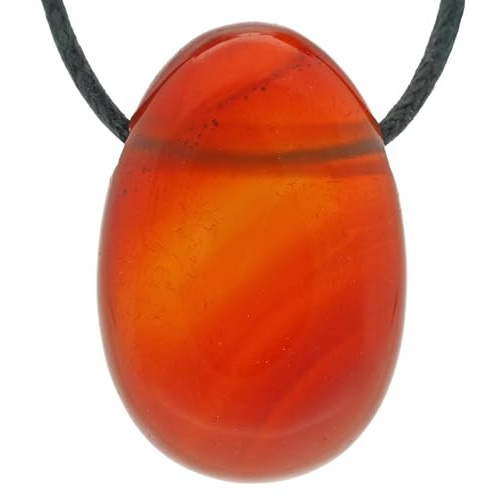 Carnelian Drop Pendant Genuine Gemstone Necklace Adjustable Cotton Cord