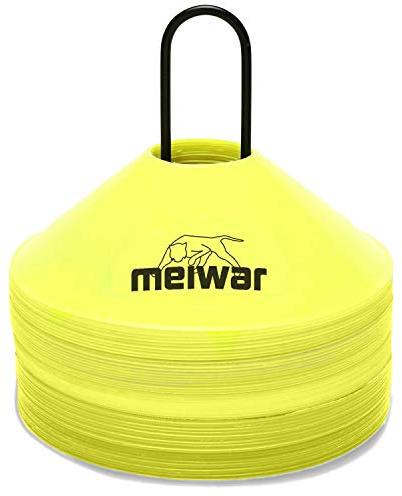 meiwar 50x Conos de Entrenamiento con Correa Amarillo