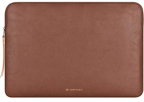 Comfyable Slim Protective Laptop Sleeve Compatible with 13/13.3/14 Inch MacBook Air & MacBook Pro, Mac Travel Case, Laptop Pouch, Slim PU Leather Cover M5/M4/M3/M2/M1 2025-2021, Brown