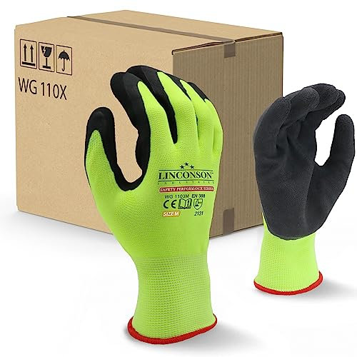 12 Pair Latex Foam Palm Gloves (XL-(10), Grün)
