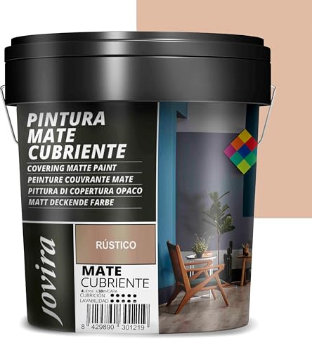 JOVIRA PINTURAS Pintura Mate Cubriente | Colores | Pintura interior-exterior con excelente poder cubriente. (4 Litros, Rústico) T