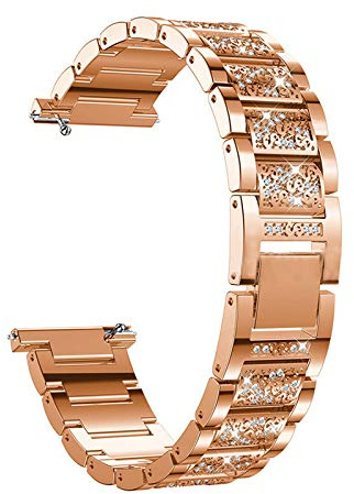 Giaogor Armband Kompatibel für Fossil Gen 5e Damen Smartwatch, Damen mit Diamant Premium Edelstahl Bracelet Gurt für Fossil Damen Touchscreen Smartwatch 5E (Roségold)