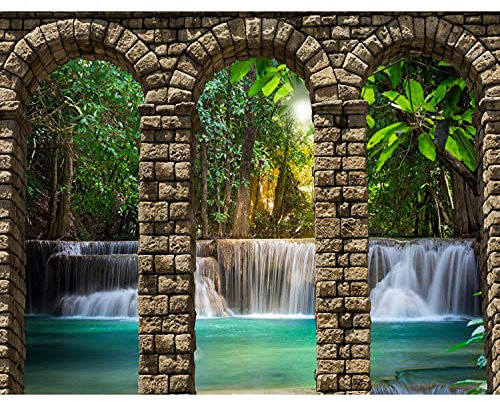 Runa Art Papel tapiz fotográfico 396 x 280 cm Arco de piedra natural | Lana Decoración De Pared Sala Cuarto | Fabricación alemana | Verde marrón 9220012b