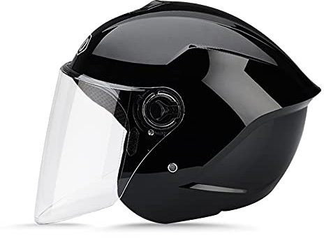 LIONCIANO Motorradhelm Mit Schutzbrille, Jethelm Roller-Helm Scooter-Helm Moped Mofa-Helm, Hat Den Verkehrssicherheitstest Bestanden, Um Die Kopfsicherheit Wirksam Zu Schützen(Schwarz)