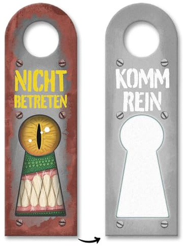 Nicht betreten oder Komm rein Türhänger 3er Set mit Schlüssellochmotiv und Monsterauge witziges Türschild mit Monster um beim Spielen oder Ausruhen nicht gestört zu werden
