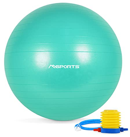 MSPORTS Gymnastikball Premium | Pilates Ball - Anti Burst inkl. Pumpe + Workout App + Übungsposter | Pezziball 55 cm - 105 cm Medizinball - Fitnessball Sitzball