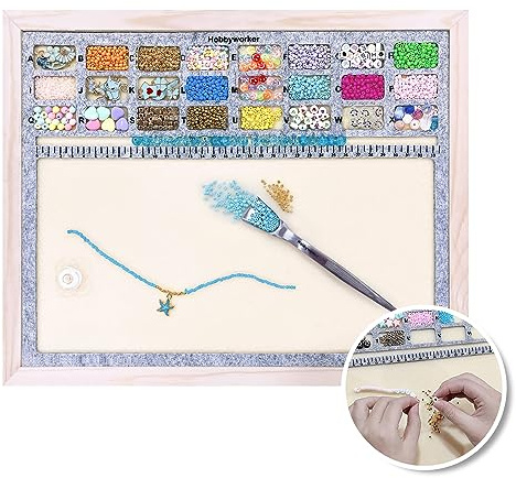 hobbyworker The Beading Mat,Bead Board with Wooden Tray for Jewelry Making and Beading Supplies
