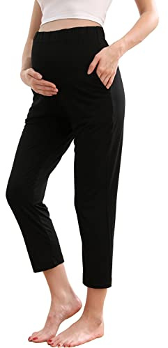 ZUMIY Pantaloni Premaman per la Gravidanza, Pantaloni di maternità sopra la Pancia Stretchy Activewear, Pantaloni di Abbigliamento di maternità con Tasche (XXL,Black)