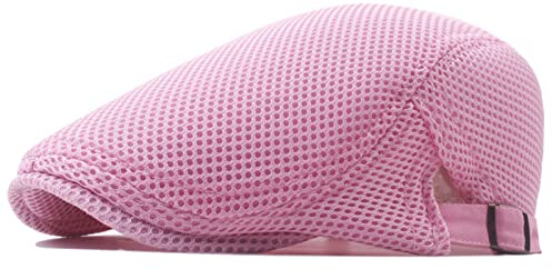 Reyox Unisex Sommer Schirmmütze Schiebermütze Atmungsaktive Mesh Gewebe Baskenmütze Sportmütze Flatcap Barett Cap Rosa