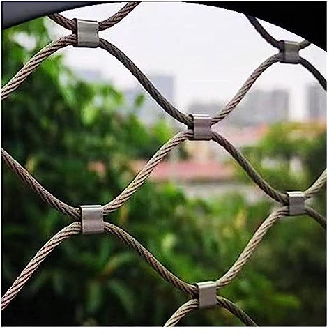 Drahtgitter Verzinkt Verzinkte Drahtzaunrolle, Flexibles Kabelbalustradennetz For Tiergeflügelkäfige, Schlagfestes Schutznetz Aus Edelstahl For Den Gartenbauernhof ( Color : Silver-3mm diameter , Size
