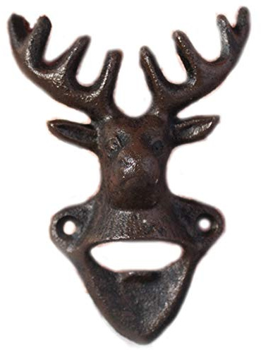 Koanhinn Renna Testa Bottiglie SpoFfner Casting Antico Nero Animale Figure Testa Muro Bottiglie Spesso Metallo