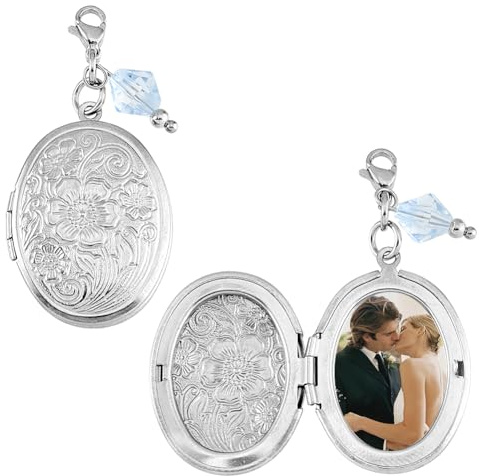 SUPERFINDINGS 2 pz Medaglione Bouquet Decorazioni Pendenti Bouquet di Nozze Cornice Bouquet Charms Ovale con Fiore 316 ciondoli per Foto Della Sposa In Acciaio Inossidabile