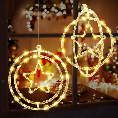 Fensterdeko Weihnachts Beleuchtung,8 Licht Modi Drehbare Hängeleuchte USB LED Sternfenster Weihnachtsstern Beleuchtung,Weihnachten Lichter für Party Weihnachtsdeko Innen Außen (Stern)