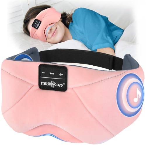MUSICOZY Breathable Sleep Mask Headphones for Hot Sleepers, 100% Blackout | 100% Blackout Bluetooth 5.4 Sleep Mask Thin Speaker, 16-Hour Playtime And Comfort for Side Sleepers, Travel, Meditation,Yoga