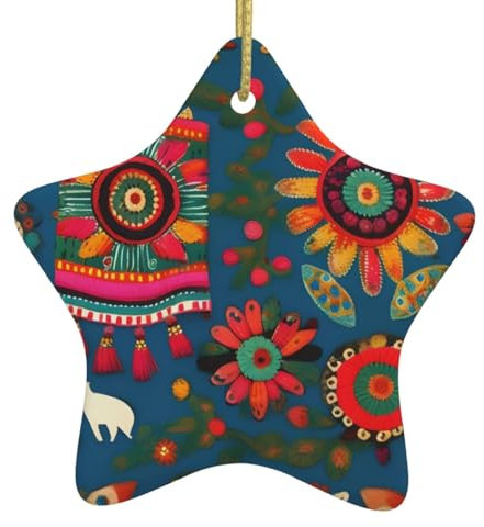 Handgefertigte Keramik-Weihnachtsschmuck – einzigartiges Design und elegantes Styling für festliche Freude, Urlaubs-Charme, mexikanische Volkskunst, Boho