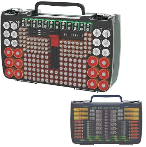 269 Batterien Batteriebox mit Batterietester, Double-Sided Batterie Aufbewahrungsbox, Tasche Hält AA AAA 4A C D Cell 9V 3V Lithium LR44 CR2 CR123 (Grau)