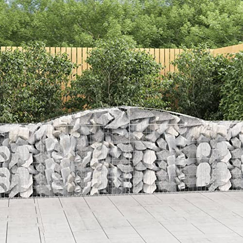 ShCuShan Gabionen mit Hochbogen 8 STK. 400x50x80/100cm Verzinktes Eisen Drahtkorb Garten Gabionen Zaun Gabionen SäUle Zaun Garten