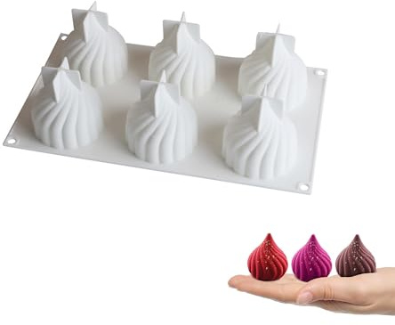 TUKEVA Moldes de silicona con 6 agujeros para postre, Moldes Silicona 3d forma de cebolla, para hacer chocolate, pastel, gelatina, pudín, mousse