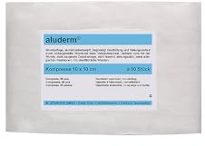 kaiserkraft | aluderm®-Kompresse | Steril verpackt, VE 50 Stk, LxB 100 x 100 mm
