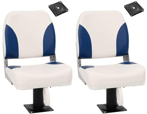 vidaXL Bootssitze 2 Stk., Bootssitz mit Podest Rückenlehne, Steuerstuhl Klappbar 360° Drehbar, Bootsstuhl Steuersitz Klappsitz, Kunststoff Stahl