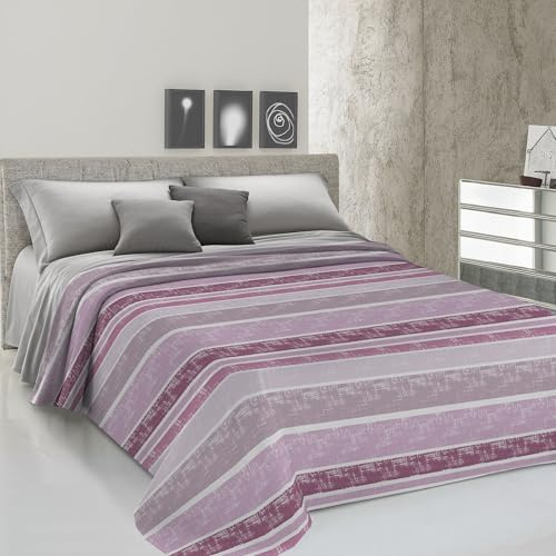 PENSIERI DELICATI Telo Copriletto Matrimoniale 260 x 280 cm, Telo Singolo 100% Cotone Pique, Ideale Come Arredo, Coperta Salva Letto 2 Piazze, Fantasia Rodrigo Rosa, 100% Made in Italy