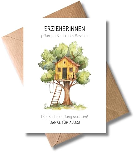 WBdesignz Danke Karte für Erzieher mit Umschlag - Stilvolle Dankeskarte mit einem schönen Spruch Herzliche Dankeschönkarte Stilvolle Dankkarte Erzieher Betreuer Kollegen (DIN A6)