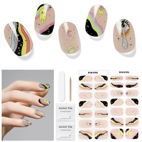 Nagelfolie UV Härtend -28 Stück Nagelfolie Halloween Nägel Sticker Gel Nail Strips Nagelfolien Selbstklebend Long Lasting DIY Art Stickers für Halloween(Geist)