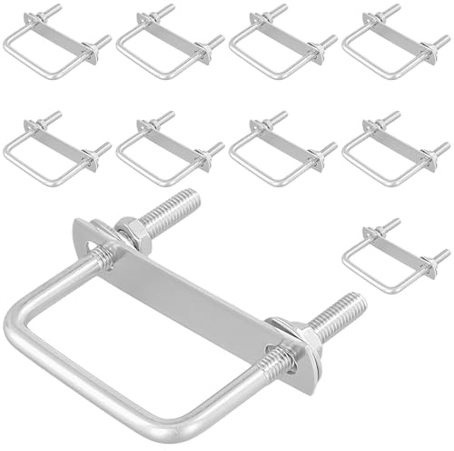 CHUENKUK 10 Stück M8 U Bolzen Bügelschraube, 80 mm Edelstahl U Bolzen Zubehör, Quadratische U Bolzen für Automotive Klempnerarbeiten Haus und Industrie