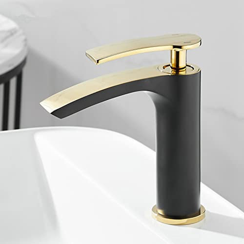 Rubinetto da bagno moderno in ottone con finitura bianca e oro Deck Mounted Sink Tap per la miscelazione di acqua fredda e calda