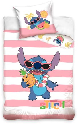 Disney Lilo & Stitch Wende-Bettwäsche-Set 135x200 80x80 Baumwolle Bettzeug
