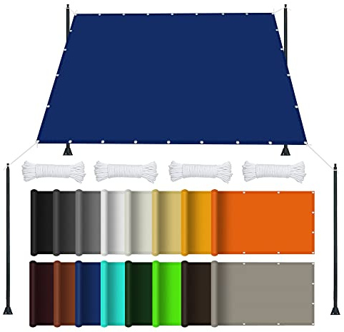Parasole, 4 x 6 m, blocco UV al 98%, per cortile, piscina, prato, attività all'aperto, vela ombreggiante