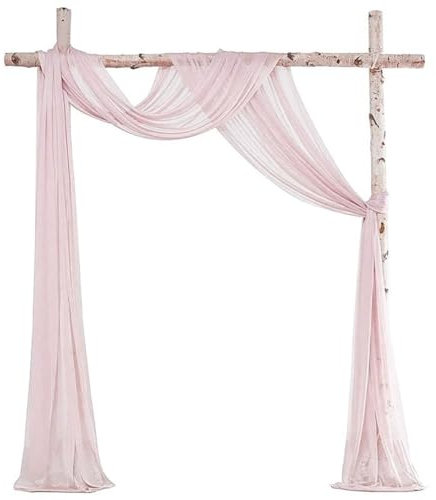 Vorhang für Hochzeit 2 Stück 30x300cm Hochzeitsbogen Querbehang Tüll Gardinen Traubogen Organza Drapierstoff Foto Hintergrund Dekostoff für Geburtstags, Partys, Bankett Dekorationen Helles Rosa