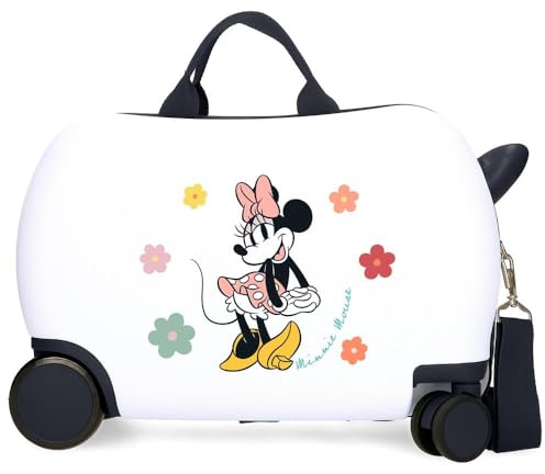 Joumma Disney Minnie Party Kabinenkoffer Weiß, Hart ABS Hartschalenkoffer ABS Kombinationsschloss Seite 28,4L 2 kg 4 Doppelrollen Gepäck Handgepäck