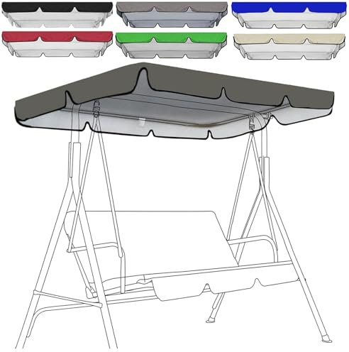 Hollywoodschaukel Dachbezug,Ersatzdach Universal Dachplane Schaukel Wasserabweisend Und UV-Schutz,210D Oxford Gewebe Wasserdicht Anti UV Staubdicht Hollywoodschauke(Size:249 * 185 * 18cm,Color:grau)