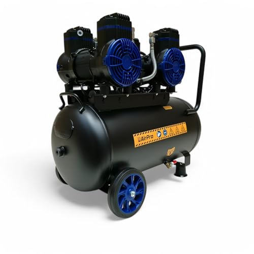 Airpro Luftkompressor 40L leise 72 dB, ölfrei, 410 L/min, 8 Bar, 2x1,8PS