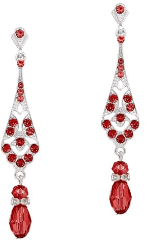 Coucoland Pendientes vintage de los años 20 con strass estilo flapper, accesorios para disfraz de El Gran Gatsby