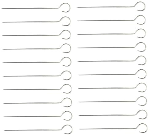 Kisangel 50pcs Stainless Steel Bbq Skewers Reusable Meat Trussing Needles for Grilling Outdoor Barbecue Cooking Tools and Food-safe