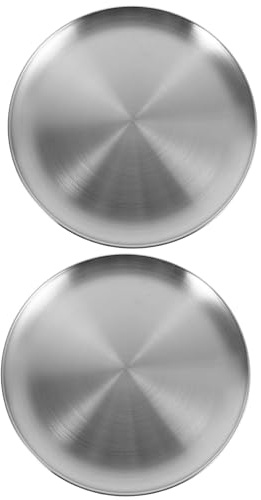 Veemoon Lot de 2 Plateaux à Pizza Ronds en Acier Inoxydable 30 CM Antiadhésifs Cuisson Uniforme au Four Plats Polyvalents pour Maison Barbecue et Repas en Famille