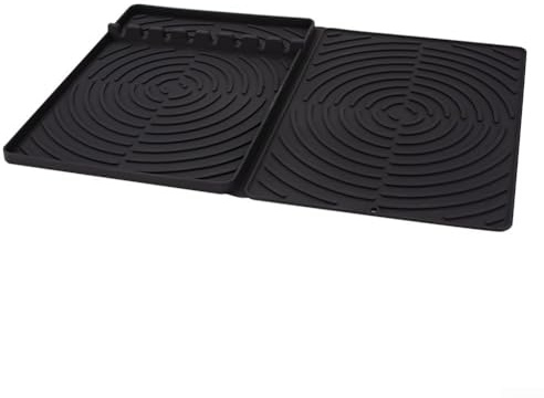 Silikon-Grillmatte für Grill, 60 x 40 cm, nicht hitzebeständig, Utensilien-Organizer mit 8 Schlitzen, kompatibel mit Kochen im Freien (schwarz)