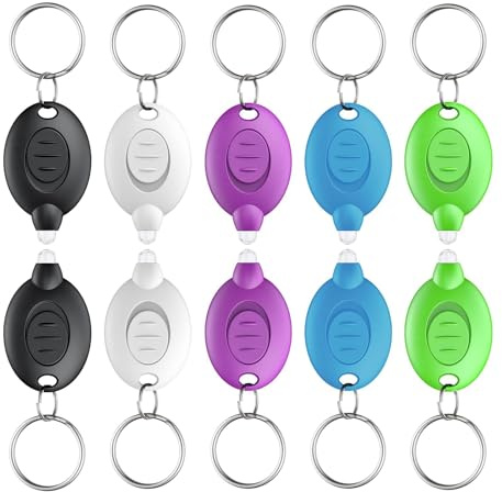 Maslasee 10 Pack Mini LED Keychain Flashlight Key Ring Torch, Mini Torch & Mini LED Lights, Ultra Bright Torch Keyring with Replaceable Battery for Camping, Hiking, Emergency, Kids Use (5 Colors)