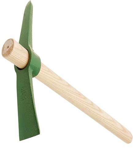 Hohopeti Stahl Gartenhacke mit Holzstiel Multifunktionale Spitzhacke für Unkrautstechen und Bodenbearbeitung Robustes Gartenwerkzeug für Hobbygärtner und Baumschulen